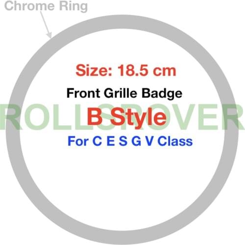 ROLLSROVER 18.5 cm Chrome B Style Front Bumper Grille Grill Emblem Badge For W204 W205 W213 VITO C E S G V-Class Logo