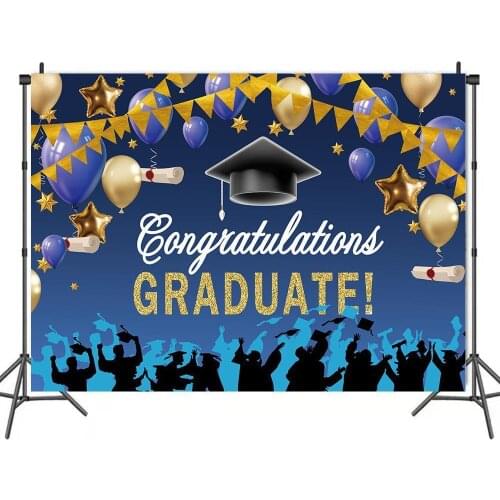 Graduation Season Ballloons Party Background For Photo Decor Bachelor Cap Cheers Photography Backdrops