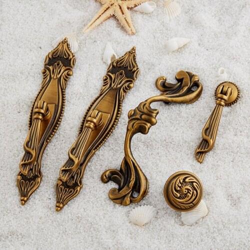High Quality 2PCS Furniture Handles European Pure Brass Drawer Wardrobe Cupboard Kitchen Cabinet Door Pulls Handles & Knobs