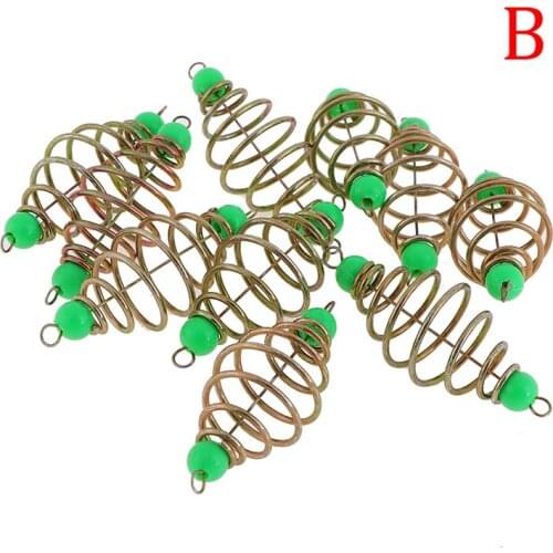 Stainless Steel Bait Thrower Spring Coil Inline Method Feeder 10pcs Fishing Feeder