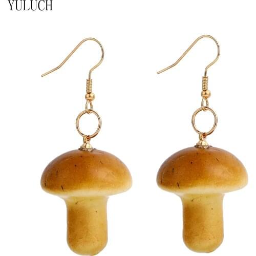 YULUCH Original novelty design small mushroom pendant earrings for girls jewelry accessories women simple street art earring