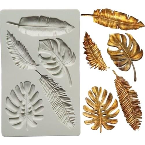Monstera Silicone Mold Fondant Cakes Decoration Silicone Molds Sugarcraft Chocolate Baking Tool For Cakes Gumpaste Artwork Form