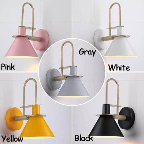 Macaron wall lamps E27 Nordic bedroom bedside lamp decor Indoor Lighting