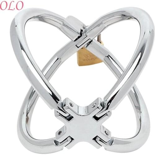 OLO SM Bondage Cross Wrist Handcuffs Restraint Sex Shop Stainless Steel Flirt Toys Sex Toys for Women Lockable Adult Games