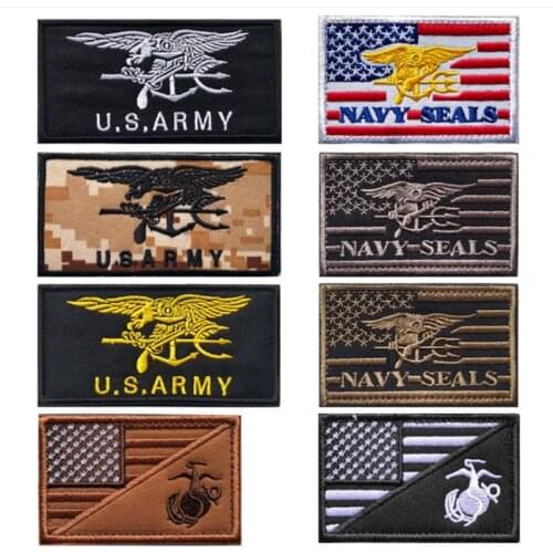 U.S.ARMY NAVY SEALS Patch Embroidered Badge Tactical Armband Hook Loop Stickers Stick on Backpack Jacket Decoration