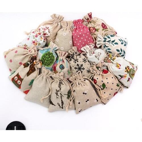 Jewelry Packaging Drawstring Cotton Bags 50pcs/lot 10x14cm Print Black/White Snow Packaging Pouches for Jewelry Candy Package