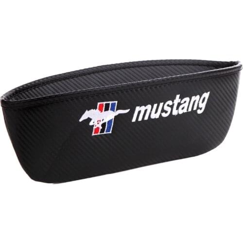 Embroidery for Mustang Emblem Car Carbon Fiber Style Seat Crevice Storage Bag for Ford Focus 2 3 Fiesta Ranger Auto Accessories