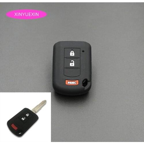 Xinyuexin for Mitsubishi Silicone Rubber Car Key Cover ASX Outlander Lancer EX Galant Pajero Key Case 3Button Car Styling