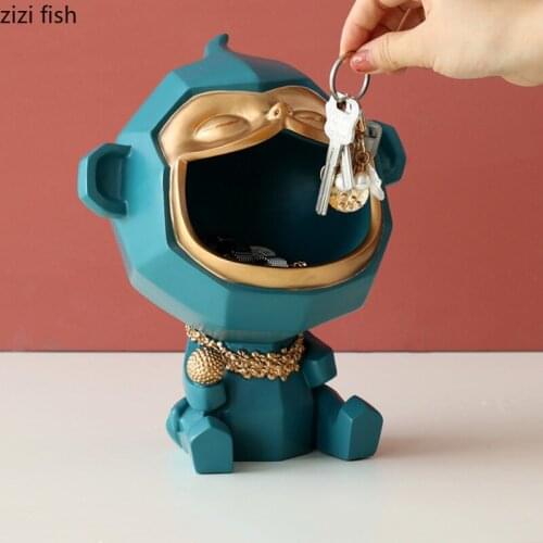 Key Storage Box Resin Animal Statue Crafts Storage Ornaments Monkey Dog Decorations Home Accessories Organize Box Furnishings