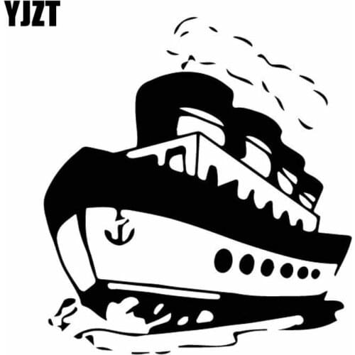 YJZT 14.8CM*16.2CM Ship Sea Ocean Anchor Immersion Water Smoke Sailor Vinly Decal Decor Art Car Sticker Black/Silver C27-0400