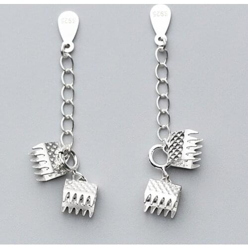 925 Sterling Silver Leather Cords End Fastener Clasps With Chains Fit 6mm Round Spring Clasp Connectors For Bracelet Diy Jewelry