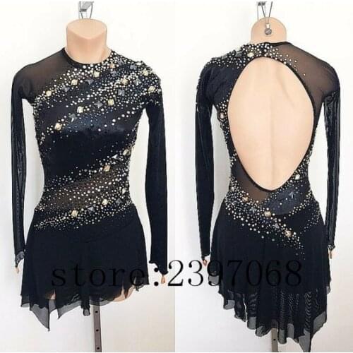Ice Skating Dresses Girls Competition Ice Skating Dress For Girls Custom Ice Skating Dresses Women Black Free Shipping