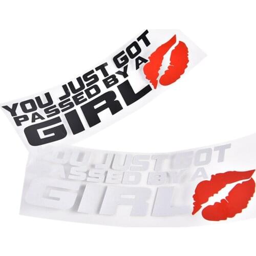 1pc YOU JUST GOT PASSED BY A GIRL Kiss Mark Lip Sexy Lipstick Decal Vinyl Car Window Wall Home Sticker Halloween XMAS Decor Gift