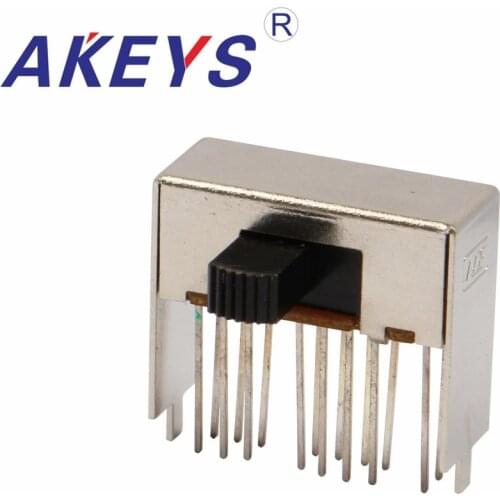 10PCS SK-43D04 4P3T Four pole three throw handle heights 7mm slide switch side insert 16 pin with 2 fixed pin