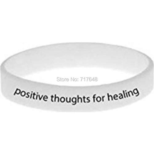100pcs positive thoughts for healing wristband silicone bracelets free shipping by epacket A