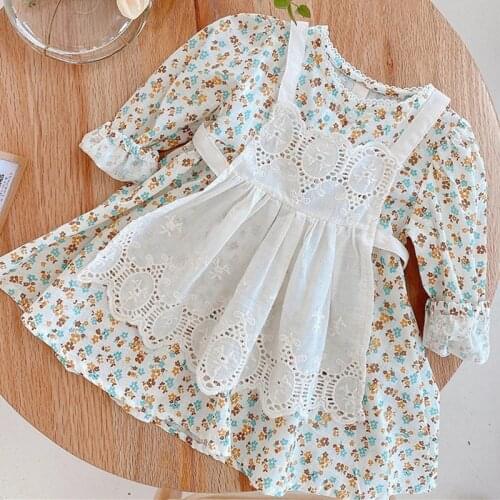 2021 New Baby Girls Floral Dress Newborn Infant Cotton Romper Korean Style Kids Clothes Set Girls Sister Matching 2Pcs Outfits