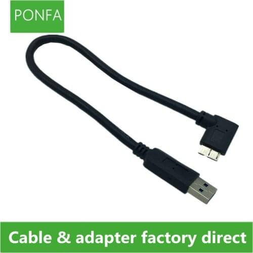 30cm USB 3.0 A male plug to Micro B male 90 degree left angle short Cable
