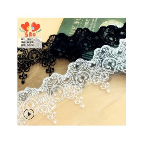 5Yards/pack Fabric Lace Black White Sweet Cordate Lace Trim DIY Craft Materials Clothing Accessories Lace Embroidery