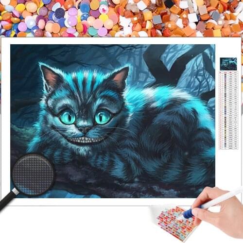 Diamond Painting Cartoon Animal Alice Cat 5D DIY Mosaic Embroidery Square Round Cross Stitch Kit Rhinestone Home Decoration