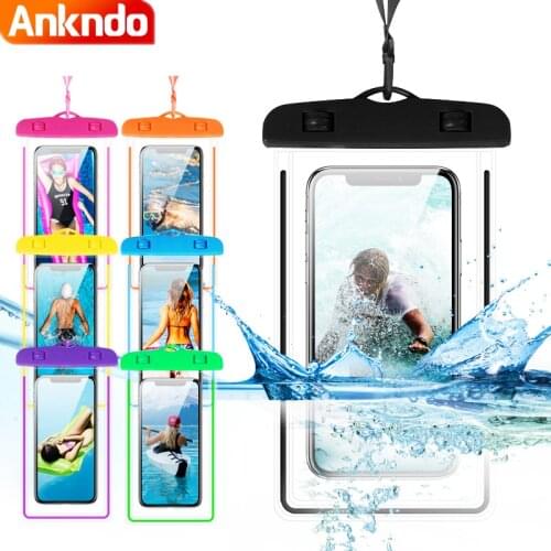 ANKNDO Luminous Waterproof case for phone water dry bag for iphone 12 11 poco x3 pro f3 m3 Universal Camera Transparent cover