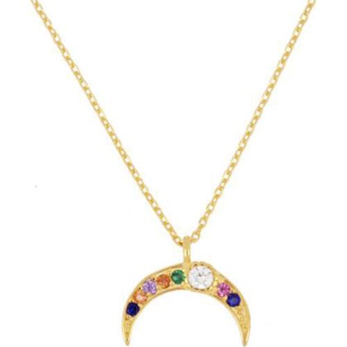 CANNER Wave Chain Colorful Moon Real 925 Sterling Silver Necklace For Women 2020 Jewelry Charming Pendant Chain Bijoux Collar