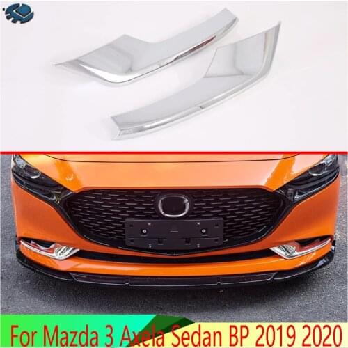 For Mazda 3 Axela Sedan BP 2019 2020 Car Accessories ABS Chrome Front Fog Light Lamp Cover Trim Molding Bezel Garnish Sticker