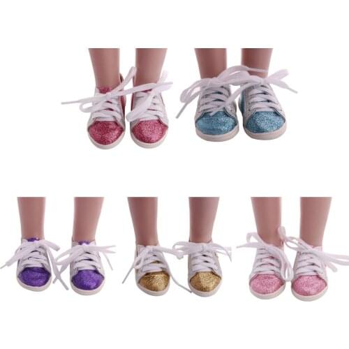 Shiny Sports Shoes Flats for 18inch American Doll DIY Making Skirt Decor