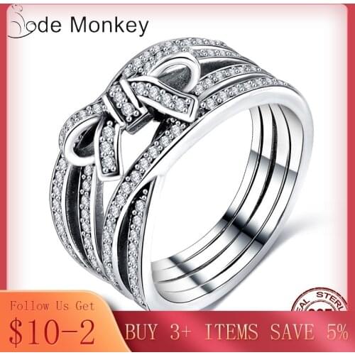 CODEDOG Hot Sale 100% 925 Sterling Silver Rings For Women Stackable Ring with Zircon Engagement Wedding Jewelry R1129