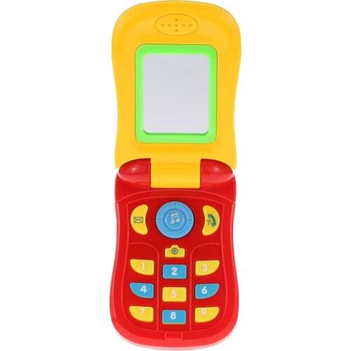 Baby Music Mobile Phone Toy Cellular Phone Flip Diary Case Cover Musical Cellphone Educational Toy with Lights and a Mirror