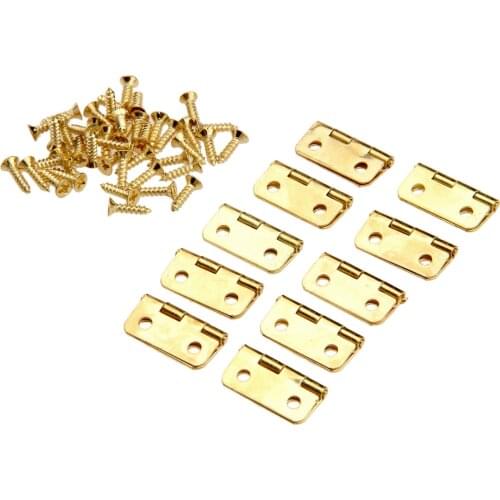 50Pcs Kitchen Cabinet Door Hinges for Furniture Iron 4 Holes Gold Drawer Hinges for Jewelry Boxes Furniture Fittings 18x16mm