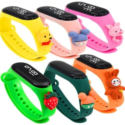 Silicone LED Display Electronic Watch 23 Styles Cartoon Dolls Student Kids Watches 50m Waterproof Bracelet Childrens Wristwatch