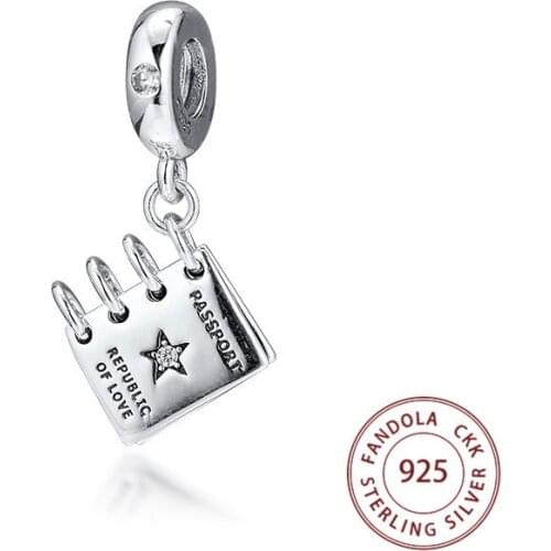 Fits Pandora Bracelet Argent 925 Sterling Silver Republic of Love Passport Charms Beads for Jewelry Making Accessories Kralen