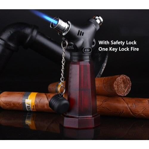 Wine Bottle Visible Gas Lighter Butane Torch Windproof Lighter Cigar Smoking Encendedores Smoking Accessories Gadgets for Men