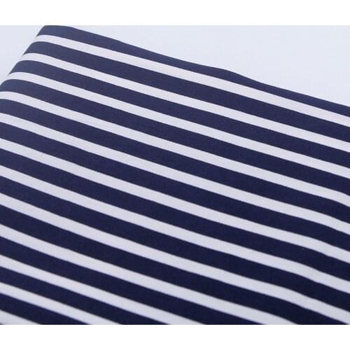 HLQON cotton sateen Blue and white stripe pattern fabric for women clothing sewing upholstery tissue wedding dress patchwork DIY