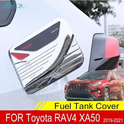 Chrome Car Styling Auto Oil Fuel Tank Cover Cap Sticker For Toyota RAV4 XA50 2019 2020 2021 Accessories
