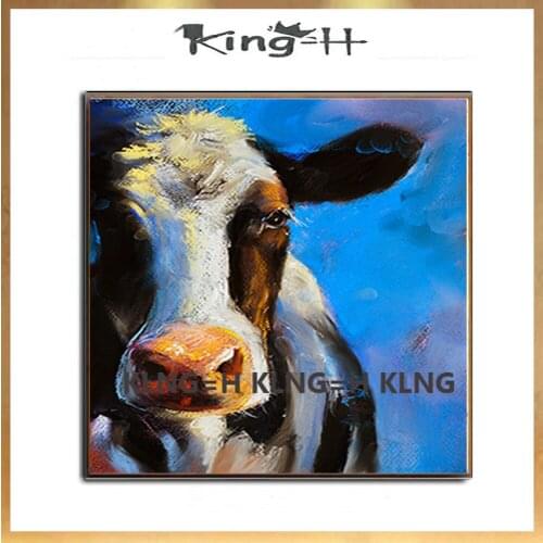 Modern Abstract Art on Canvas Unframe Cow Pictures 100% Handpainted Wall Art Oil Paintings for Wall and Home Decorations
