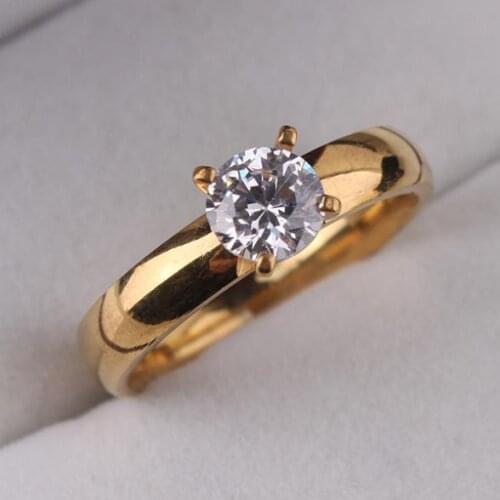 CZ Zircon rings 316L Stainless Steel gold color finger ring for women jewelry wholesale