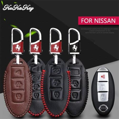Leather Car Accessories Key Case Cover for Nissan Altima Juke Versa Armada Micra Qashqai J10 J11 Leaf Rogue T32 Trail Kicks Key