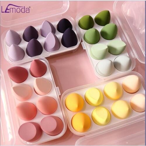 Lemoda Puff 8Pcs Beauty Makeup Sponge Egg Concealer Powder Blender Foundation Dry Wet Use Women Makeup Beauty Cosmetic Puff Tool