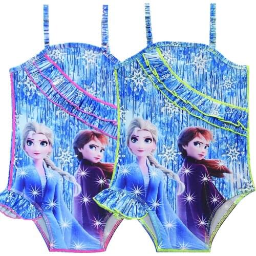 Disney Frozen Snow Queen Summer Swimsuit Girls Dress Cosplay One Piece Elsa Anna Bathing Suit Beach Wear For 4-12Y Clothing