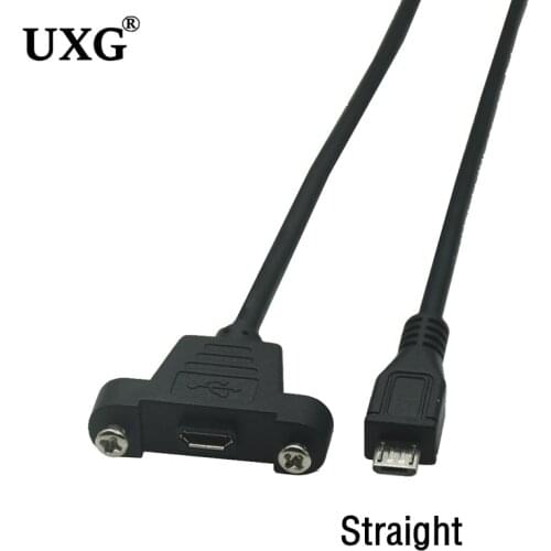 Micro USB 5Pin Male to Female Extension Panel Mount Type Cable with Screws 50cm