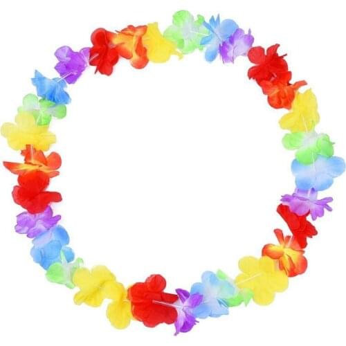 Fashion Party Supplies Silk Hawaiian Flower Lei Garland Hawaii Wreath Cheerleading Necklace LX5161
