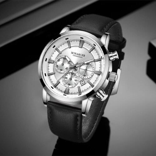 2021 Chronograph Mens Watches Brand Luxury Casual Sport Date Quartz Leather Wristwatches Waterproof Mens Wrist watch Man