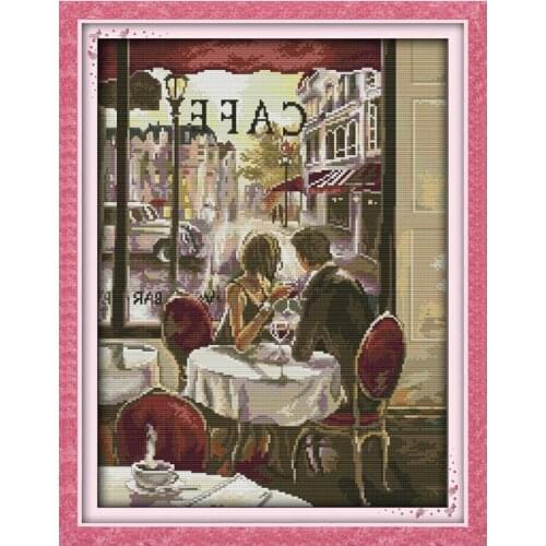 Coffee lovers cross stitch kit people 18ct 14ct 11ct count print canvas stitches embroidery DIY handmade needlework