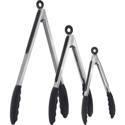 Kitchen Tongs Set BBQ Tools Stainless Steel Cooking Tongs With Silicone Tips Barbecue Cooking Salad Grilling Frying Kitchen Tool