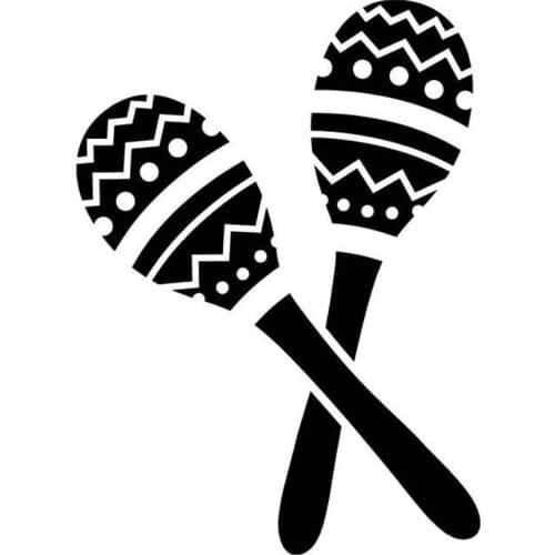 11.1cm*15.3cm Maracas Musical Instrument Stickers Decals Vinyl Car-Styling Black/Silver S3-6744