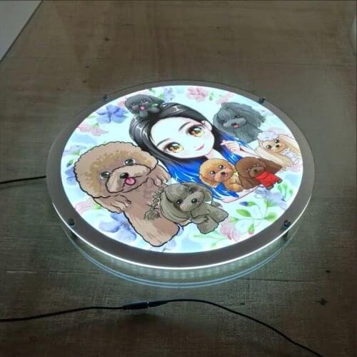 Wall Mounted Round Acrylic Frameless Menu Signs box,Slim Acrylic LED Illuminated Round Menu Case Light Panel for Advertising