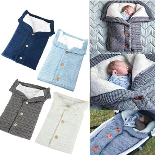 Newborn Baby Cute Wrap Swaddle Blanket Knit Sleeping Bag Stroller Wrap for Baby Swaddle Blanket 0-6 Month Sleeping Bag Warm