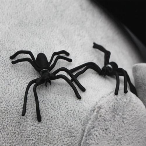 The New Boy Girl 1 Pc Funny Weird Big Black Spider Ear Stud Punk Style Earring Jewelry