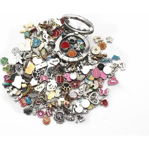 New Arrive10pcs/Lot Mix Floating Charms Alloy Living Glass Memory Lockets DIY Jewelry